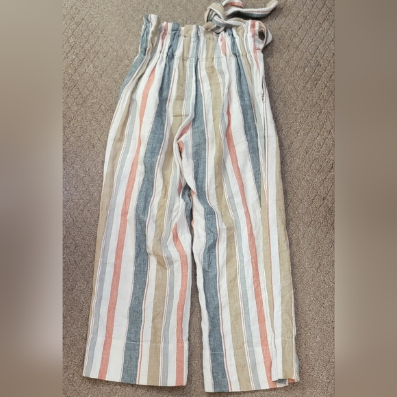 Madewell Huston Linen Cotton Blend Pants Pull-on Crop Wide Leg - Picture 4 of 7
